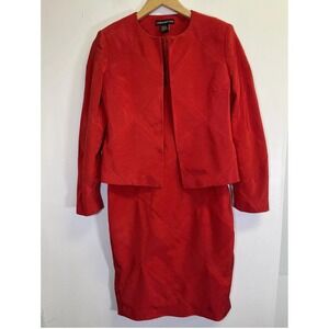 Linda Hutton Women's Size 4‎ Red 2 Piece Dress With Jacket Cotton Blend Lined